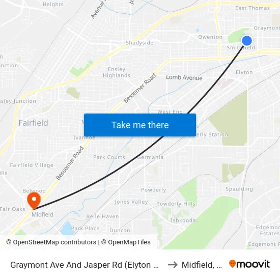 Graymont Ave And Jasper Rd (Elyton Villa to Midfield, AL map