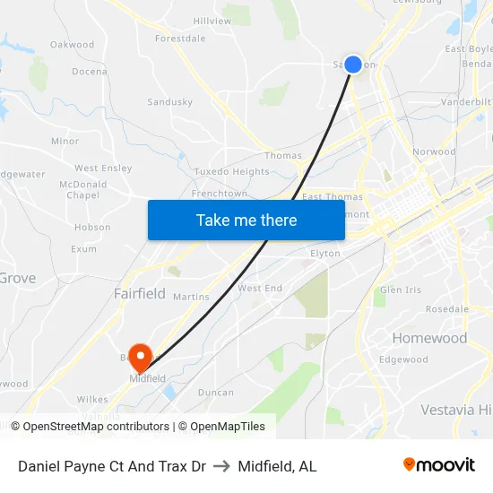 Daniel Payne Ct And Trax Dr to Midfield, AL map