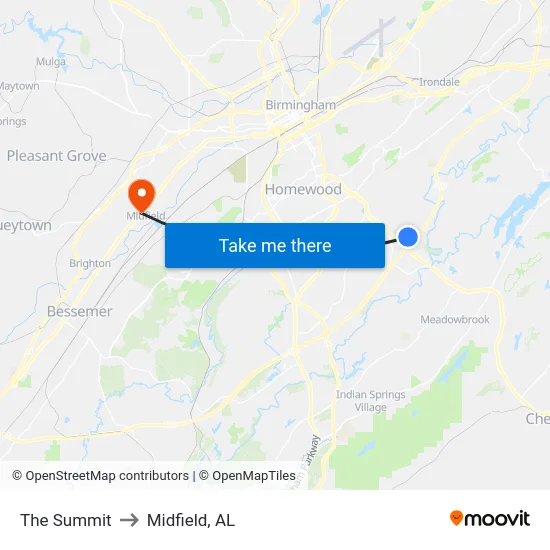 The Summit to Midfield, AL map