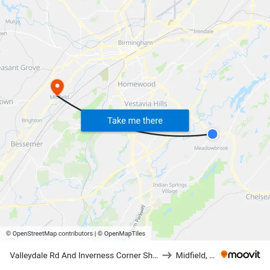 Valleydale Rd And Inverness Corner Shopp to Midfield, AL map