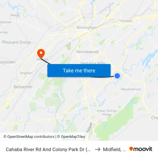 Cahaba River Rd And Colony Park Dr (Chev to Midfield, AL map