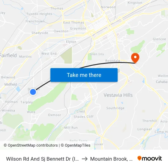 Wilson Rd And Sj Bennett Dr (Ib) to Mountain Brook, AL map