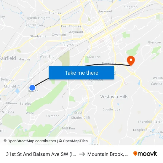 31st St And Balsam Ave SW (Ib) to Mountain Brook, AL map