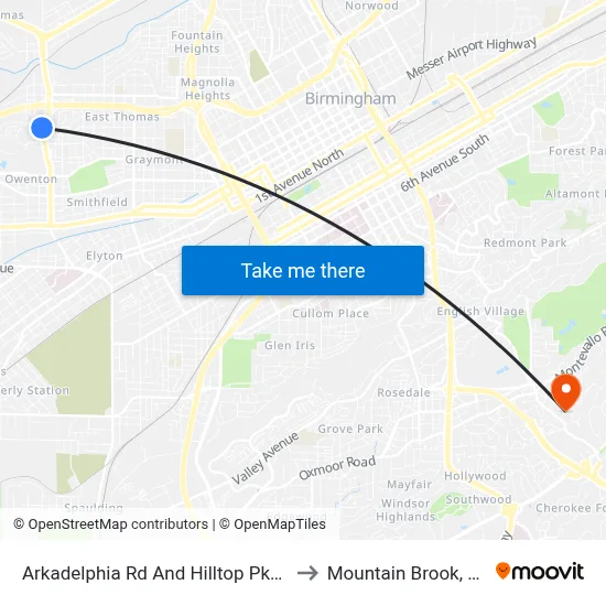 Arkadelphia Rd And Hilltop Pkwy to Mountain Brook, AL map