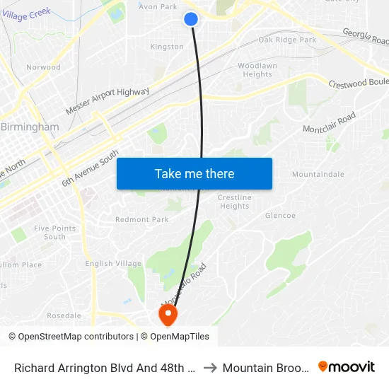 Richard Arrington Blvd And 48th St N (Ib to Mountain Brook, AL map
