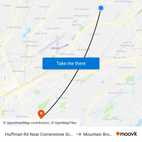 Huffman Rd Near Cornerstone School (Outb to Mountain Brook, AL map