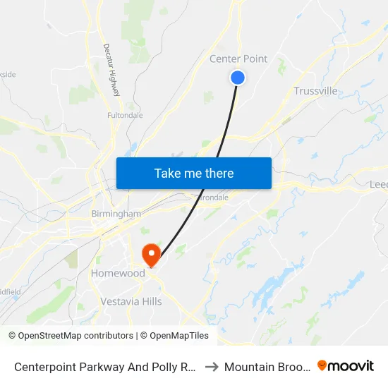 Centerpoint Parkway And Polly Reed Rd (I to Mountain Brook, AL map