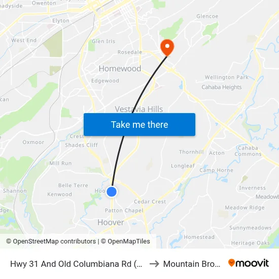 Hwy 31 And Old Columbiana Rd (Hoover Vil to Mountain Brook, AL map