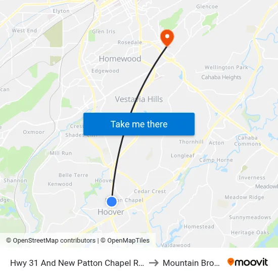 Hwy 31 And New Patton Chapel Rd (Hoover to Mountain Brook, AL map