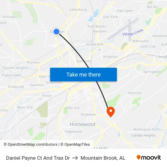 Daniel Payne Ct And Trax Dr to Mountain Brook, AL map
