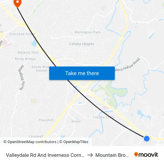 Valleydale Rd And Inverness Corner Shopp to Mountain Brook, AL map