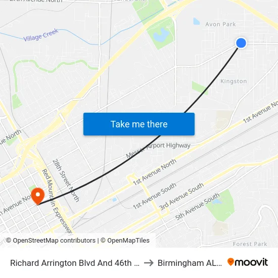 Richard Arrington Blvd And 46th St N (Ib to Birmingham AL USA map