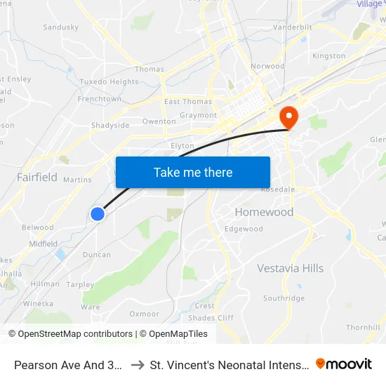 Pearson Ave And 31st St SW to St. Vincent's Neonatal Intensive Care Unit map