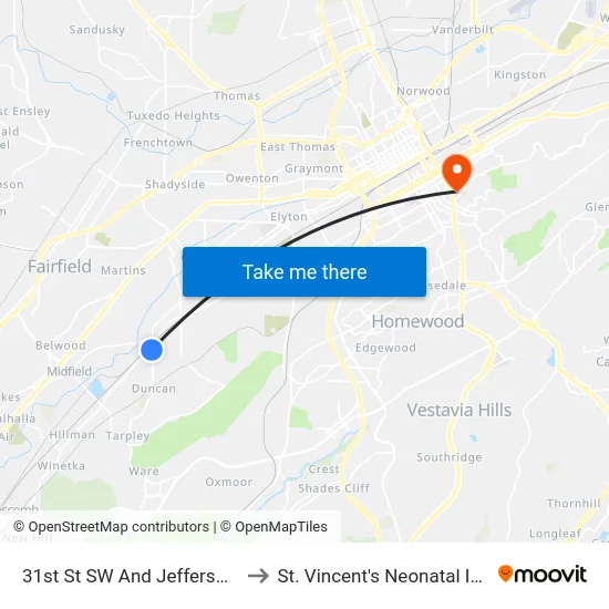 31st St SW And Jefferson Ave (Across Fro to St. Vincent's Neonatal Intensive Care Unit map