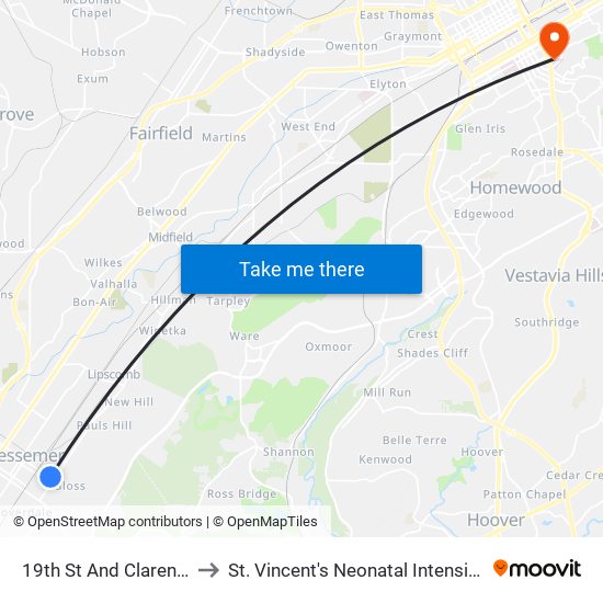 19th St And Clarendon Ave to St. Vincent's Neonatal Intensive Care Unit map