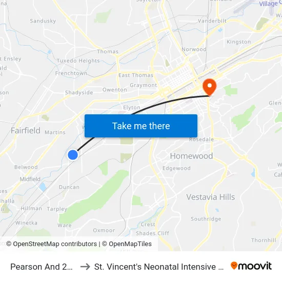 Pearson And 29th St to St. Vincent's Neonatal Intensive Care Unit map