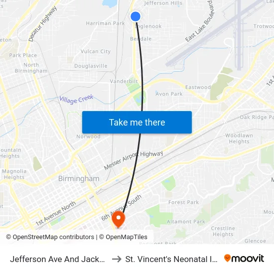 Jefferson Ave And Jackson St (By Conveni to St. Vincent's Neonatal Intensive Care Unit map