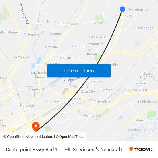 Centerpoint Pkwy And 16th Ave NE (Near S to St. Vincent's Neonatal Intensive Care Unit map