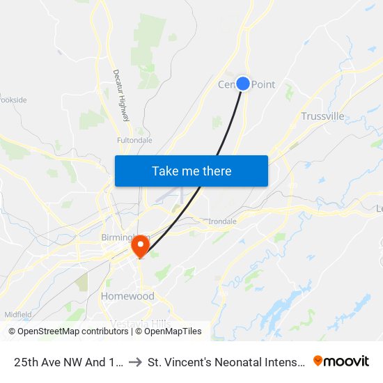 25th Ave NW And 1st Pl NW to St. Vincent's Neonatal Intensive Care Unit map