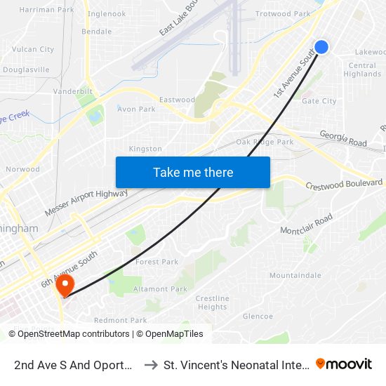 2nd Ave S And Oporto Madrid Blvd to St. Vincent's Neonatal Intensive Care Unit map