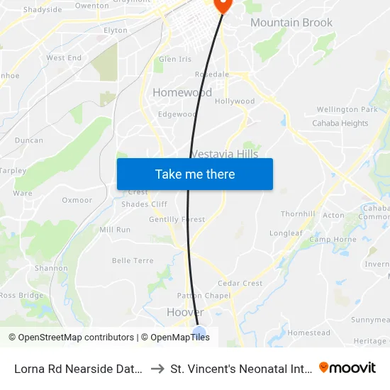 Lorna Rd Nearside Data Dr. (Best Buy) to St. Vincent's Neonatal Intensive Care Unit map
