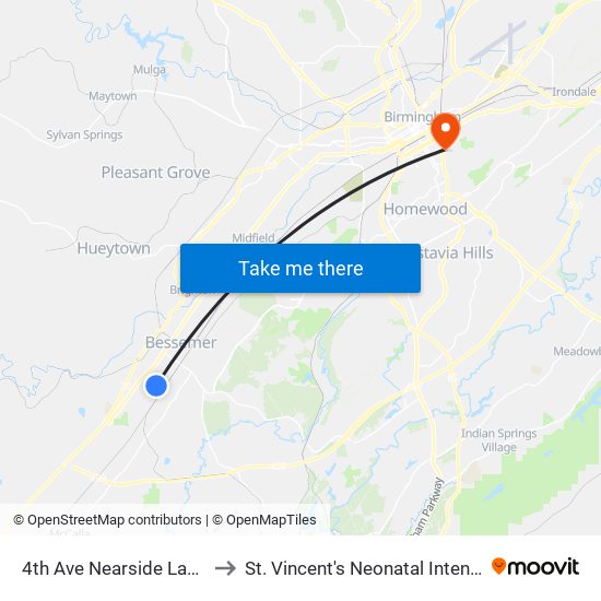 4th Ave Nearside Lakeridge Ave to St. Vincent's Neonatal Intensive Care Unit map