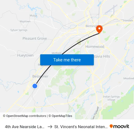 4th Ave Nearside Lakeridge Ave to St. Vincent's Neonatal Intensive Care Unit map