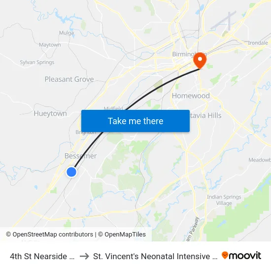 4th St Nearside 5th St to St. Vincent's Neonatal Intensive Care Unit map