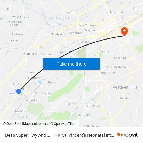 Bess Super Hwy And Wilkes Blvd (Ib) to St. Vincent's Neonatal Intensive Care Unit map