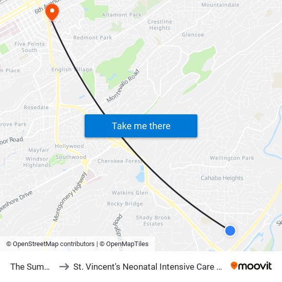 The Summit to St. Vincent's Neonatal Intensive Care Unit map