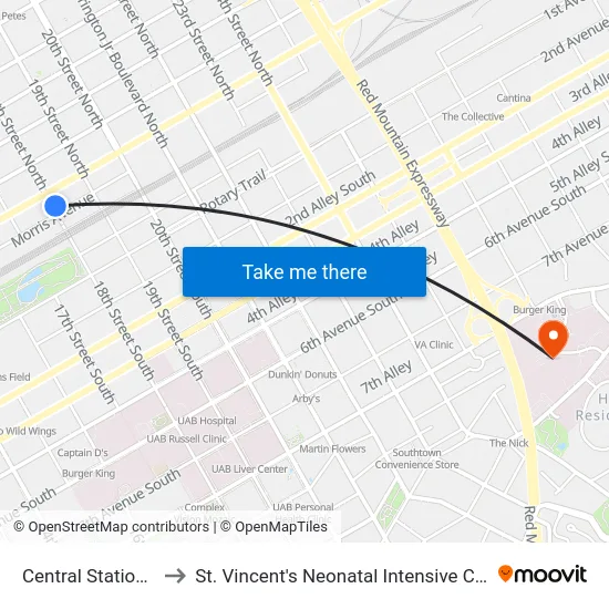 Central Station (Ib) to St. Vincent's Neonatal Intensive Care Unit map
