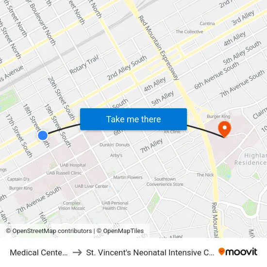 Medical Center (Ib) to St. Vincent's Neonatal Intensive Care Unit map