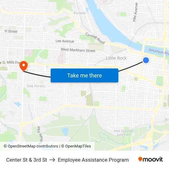 Center St & 3rd St to Employee Assistance Program map