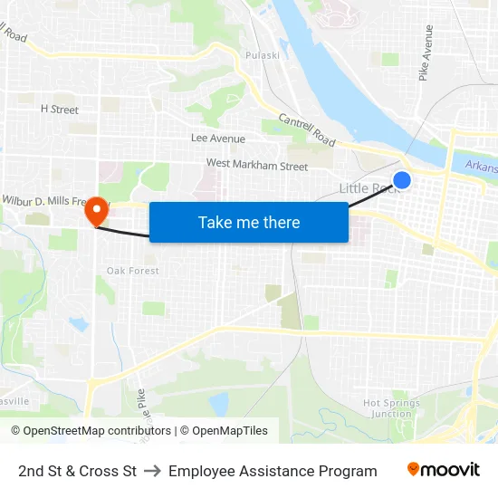 2nd St & Cross St to Employee Assistance Program map