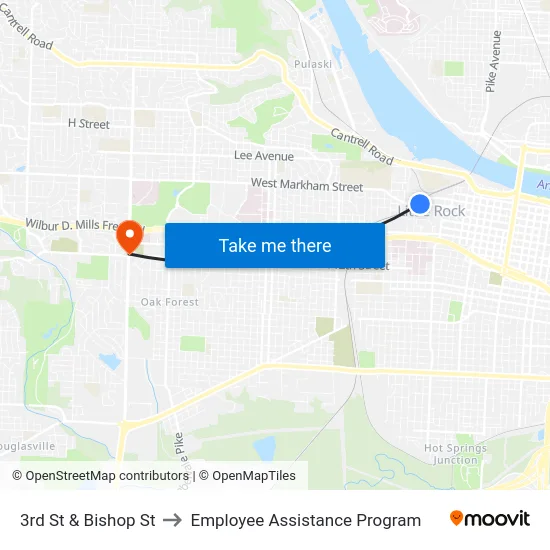 3rd St & Bishop St to Employee Assistance Program map