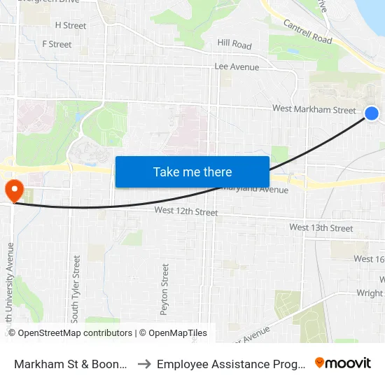 Markham St & Boone St to Employee Assistance Program map