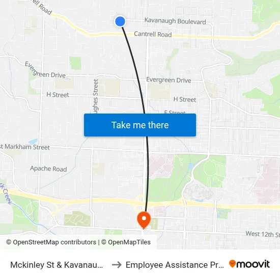 Mckinley St & Kavanaugh Blvd to Employee Assistance Program map
