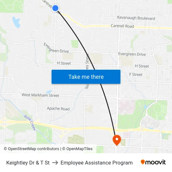 Keightley Dr & T St to Employee Assistance Program map