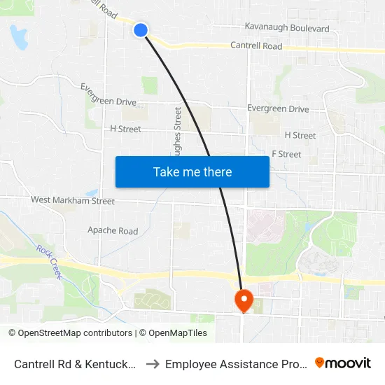 Cantrell Rd & Kentucky Ave to Employee Assistance Program map