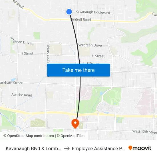 Kavanaugh Blvd & Lombardy Ln to Employee Assistance Program map