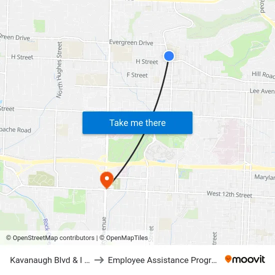 Kavanaugh Blvd & I St to Employee Assistance Program map