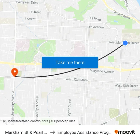 Markham St & Pearl Ave to Employee Assistance Program map