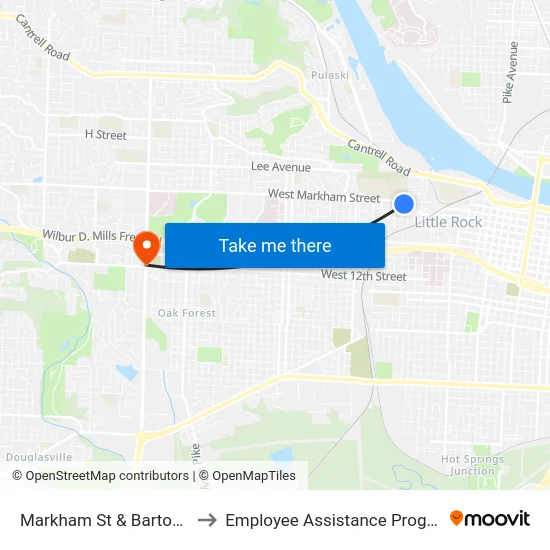 Markham St & Barton St to Employee Assistance Program map