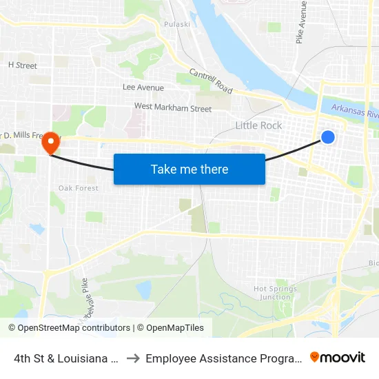 4th St & Louisiana St to Employee Assistance Program map