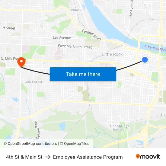 4th St & Main St to Employee Assistance Program map