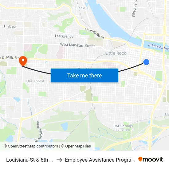 Louisiana St & 6th St to Employee Assistance Program map