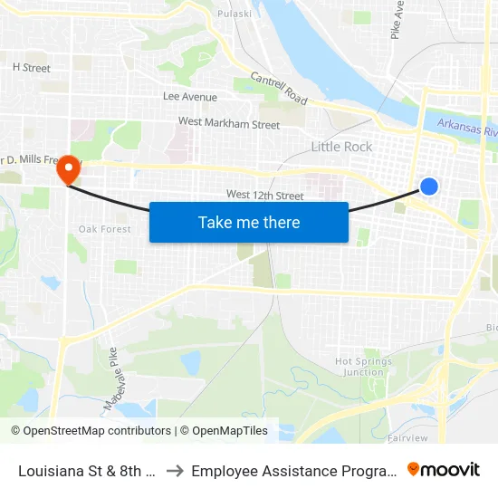 Louisiana St & 8th St to Employee Assistance Program map