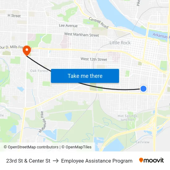 23rd St & Center St to Employee Assistance Program map