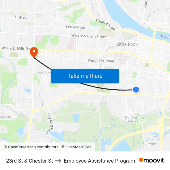 23rd St & Chester St to Employee Assistance Program map