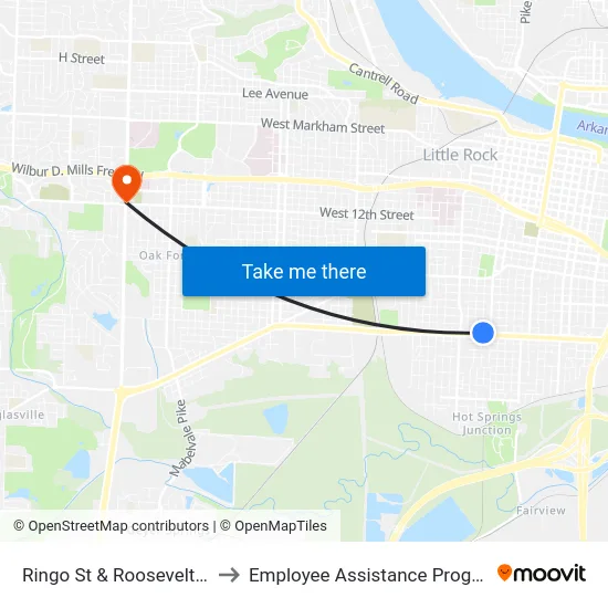 Ringo St & Roosevelt Rd to Employee Assistance Program map